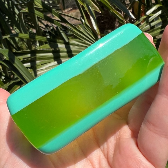 Layered bangle bracelet 70s 80s 90s perspex jewelry Tiffany blue green retro Y2K - Picture 6 of 13